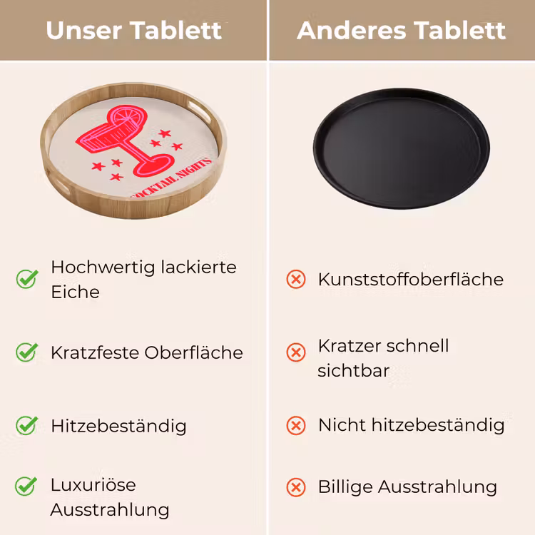 Tablett - Cocktail – Weihnachten – Beige – Rosa — 3