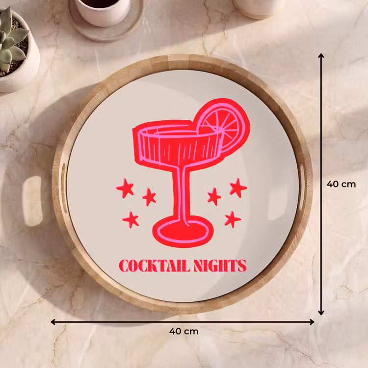 Tablett - Cocktail – Weihnachten – Beige – Rosa — 9