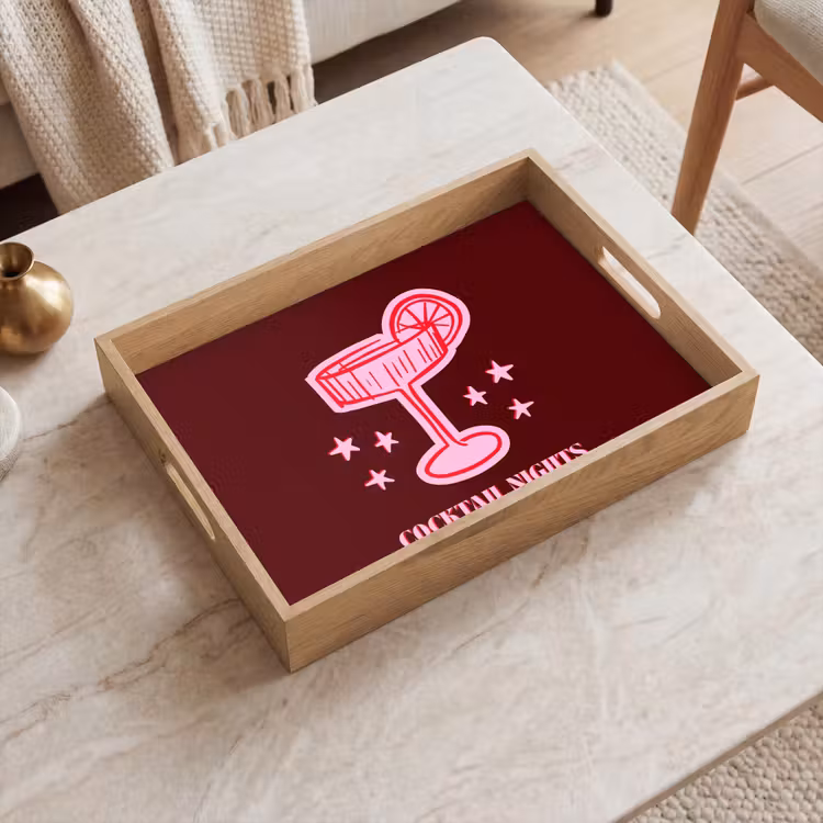 Tablett - Cocktail – Weihnachten – Burgunderrot – Rosa — 2