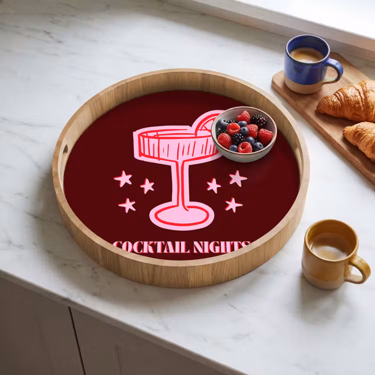 Tablett - Cocktail – Weihnachten – Burgunderrot – Rosa — 4