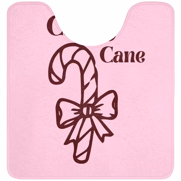 WC Vorleger - Weihnachten – Süßigkeiten – Text – Braun – Rosa — 1