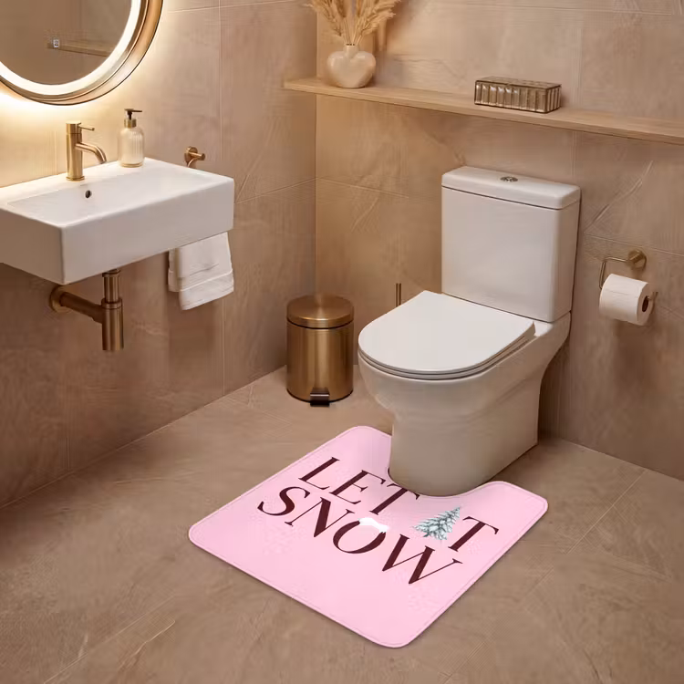 WC Vorleger - Weihnachten – Text – Schnee – Rosa — 4