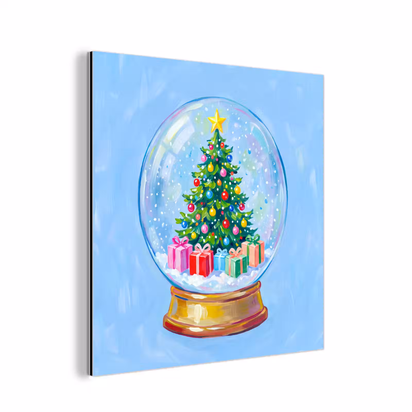 Alu-Dibond-Bild - Schneekugel – Weihnachten – Geschenke — 1