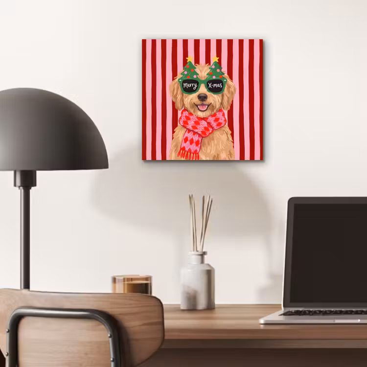 Alu-Dibond-Bild - Hund – Weihnachten – Rot — 6