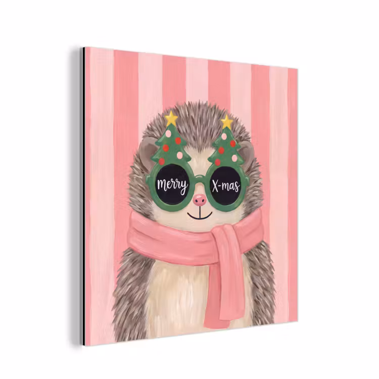 Alu-Dibond-Bild - Igel – Weihnachten – Illustration — 1