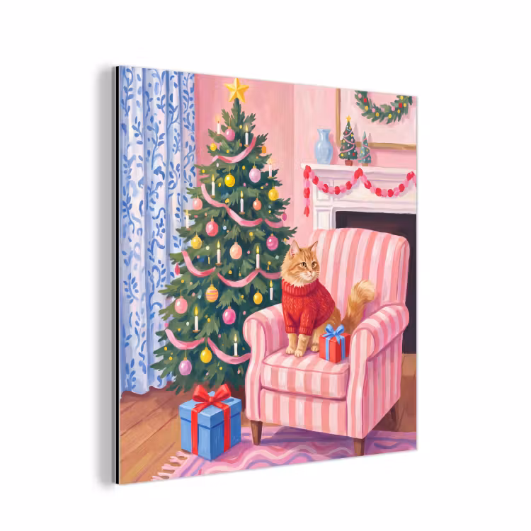 Alu-Dibond-Bild - Katze – Weihnachten – Inneneinrichtung — 1