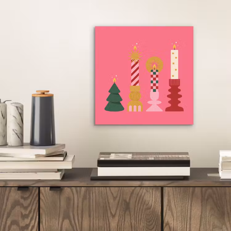 Alu-Dibond-Bild - Kerzen – Party – Rosa — 2
