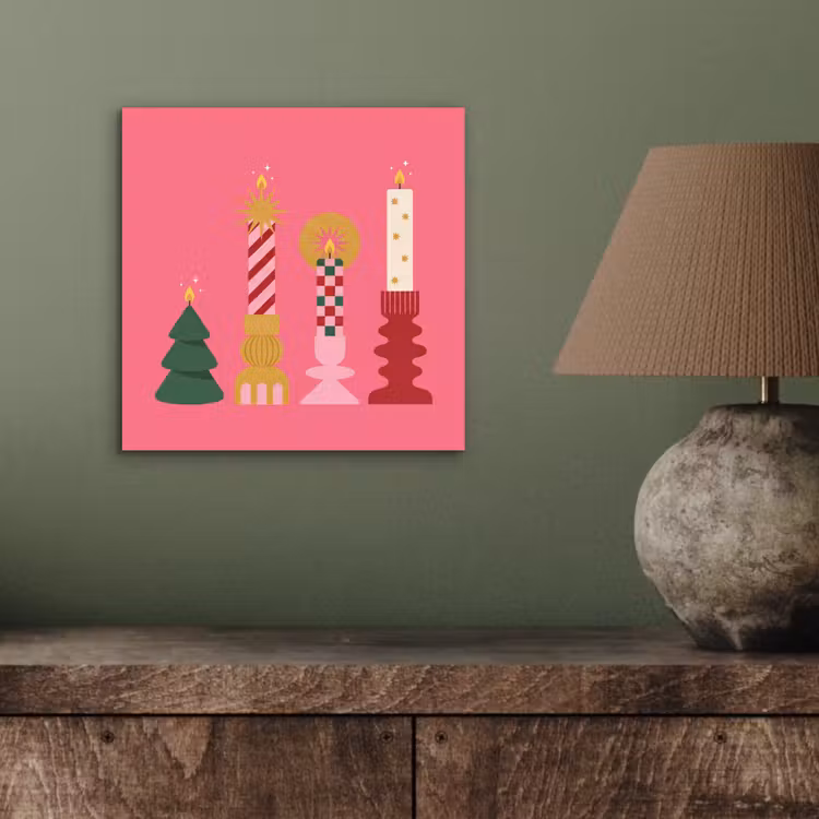 Alu-Dibond-Bild - Kerzen – Party – Rosa — 3
