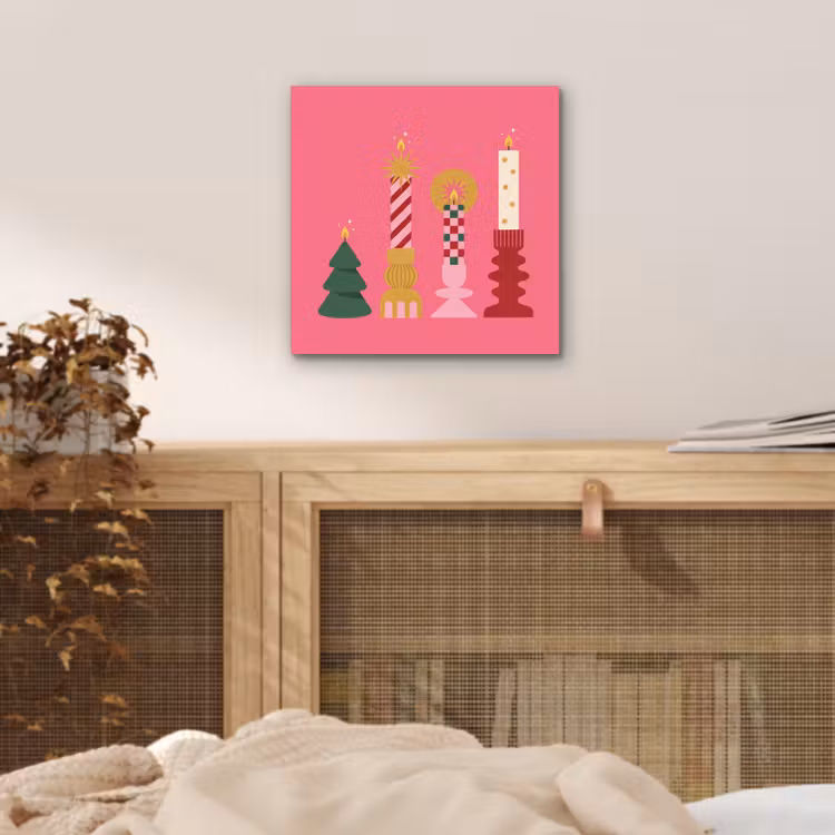 Alu-Dibond-Bild - Kerzen – Party – Rosa — 4