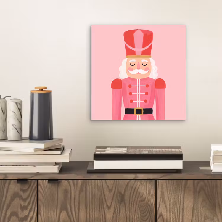 Alu-Dibond-Bild - Nussknacker – rosa Illustration — 2