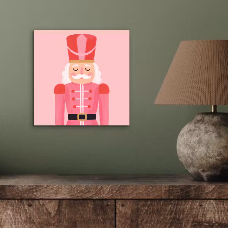 Alu-Dibond-Bild - Nussknacker – rosa Illustration — 3