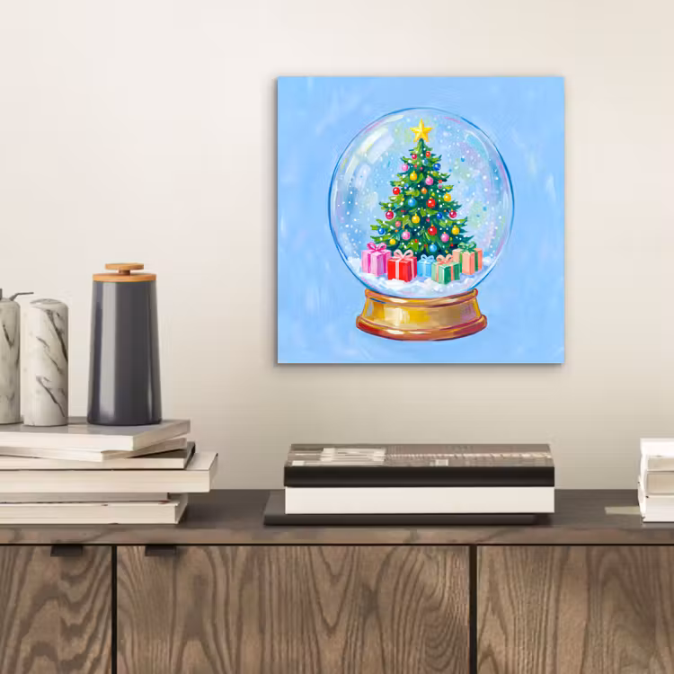 Alu-Dibond-Bild - Schneekugel – Weihnachten – Geschenke — 2
