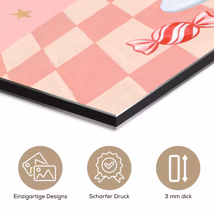 Alu-Dibond-Bild - Süßigkeiten – Glas – Rosa — 7