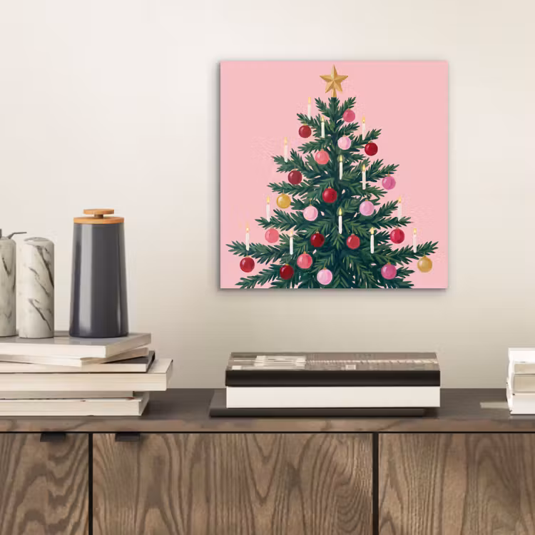Alu-Dibond-Bild - Weihnachtsbaum – Weihnachten – Rosa — 2