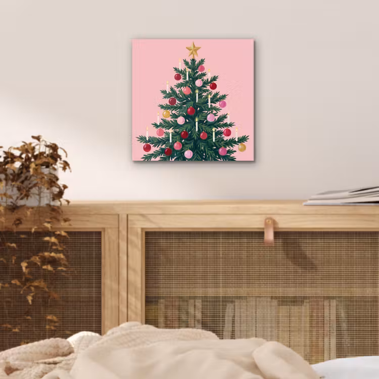 Alu-Dibond-Bild - Weihnachtsbaum – Weihnachten – Rosa — 4