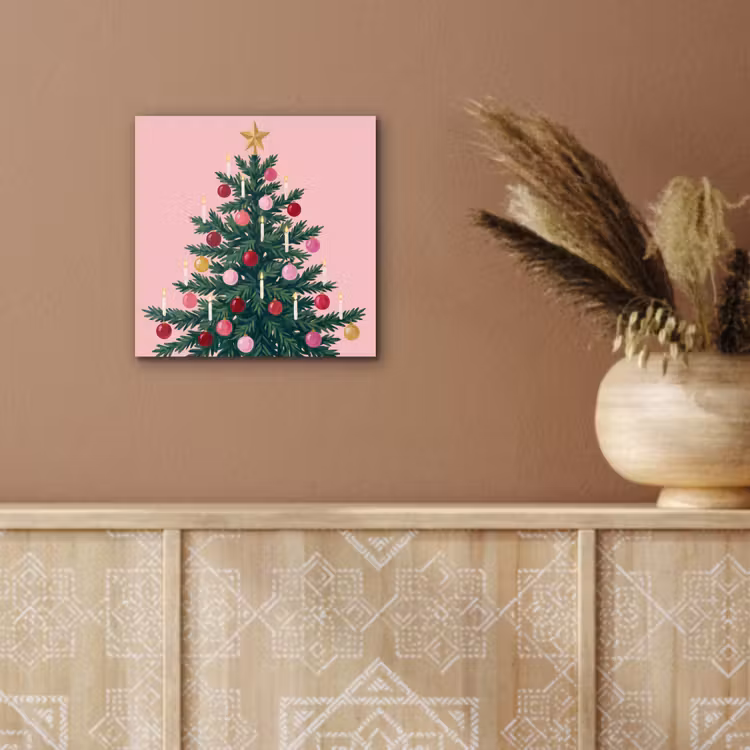 Alu-Dibond-Bild - Weihnachtsbaum – Weihnachten – Rosa — 5