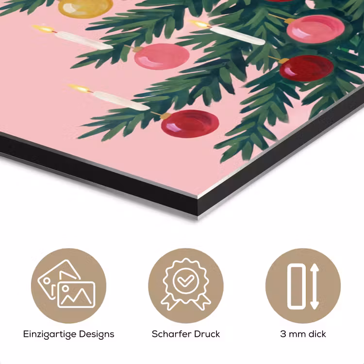 Alu-Dibond-Bild - Weihnachtsbaum – Weihnachten – Rosa — 7