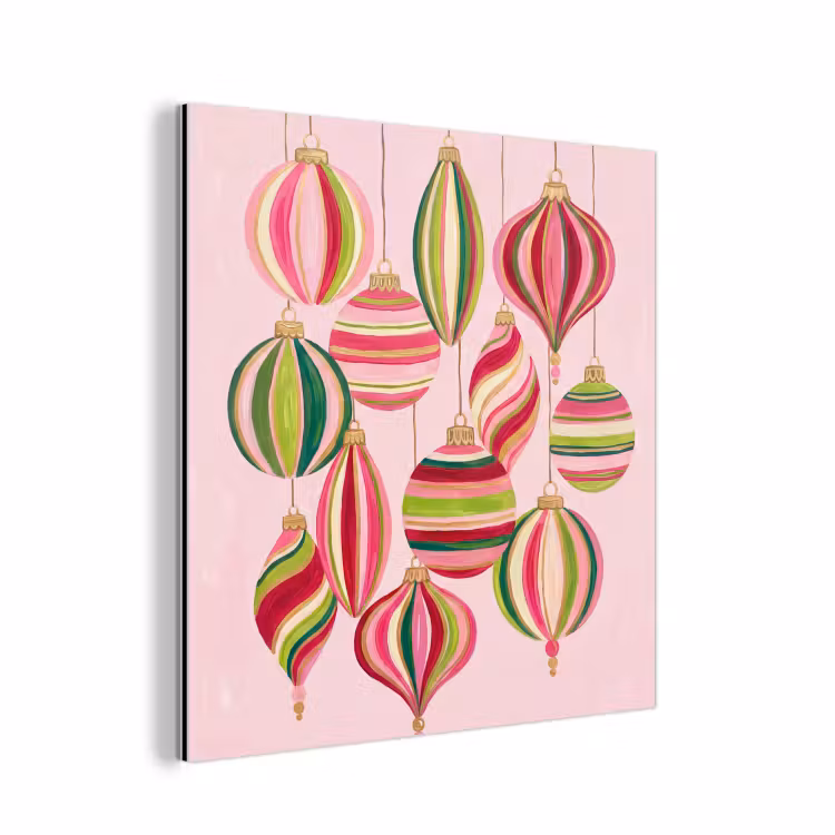 Alu-Dibond-Bild - Weihnachtsdekoration – Gestreift – Rosa — 1