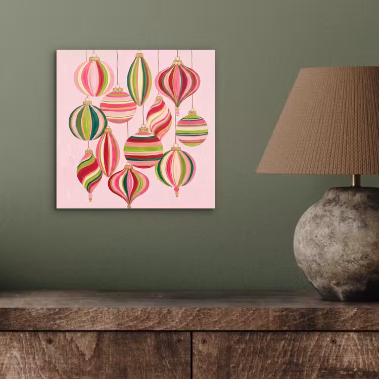 Alu-Dibond-Bild - Weihnachtsdekoration – Gestreift – Rosa — 3