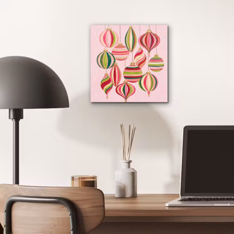 Alu-Dibond-Bild - Weihnachtsdekoration – Gestreift – Rosa — 6