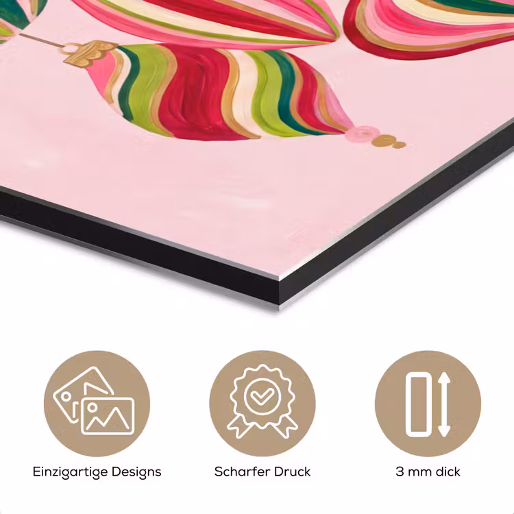 Alu-Dibond-Bild - Weihnachtsdekoration – Gestreift – Rosa — 7