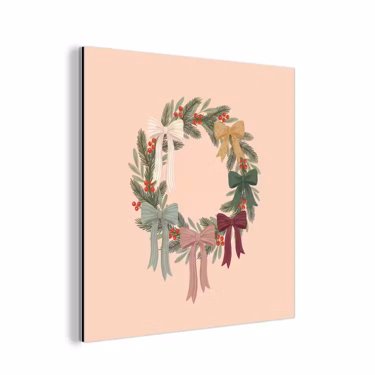 Alu-Dibond-Bild - Weihnachtskranz – Schleifen – Weihnachten — 1