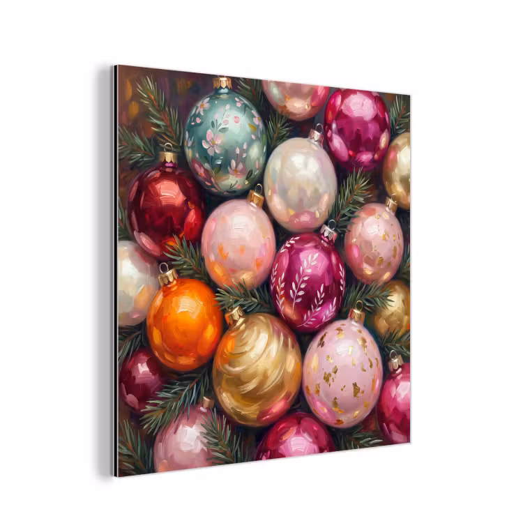 Alu-Dibond-Bild - Weihnachtskugeln – Bunt – Festlich — 1