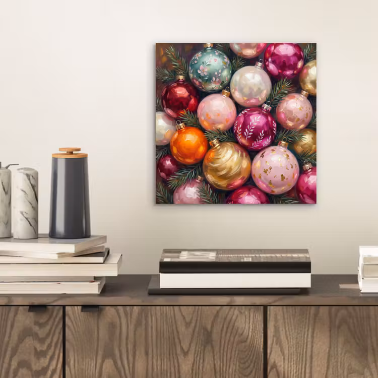 Alu-Dibond-Bild - Weihnachtskugeln – Bunt – Festlich — 2