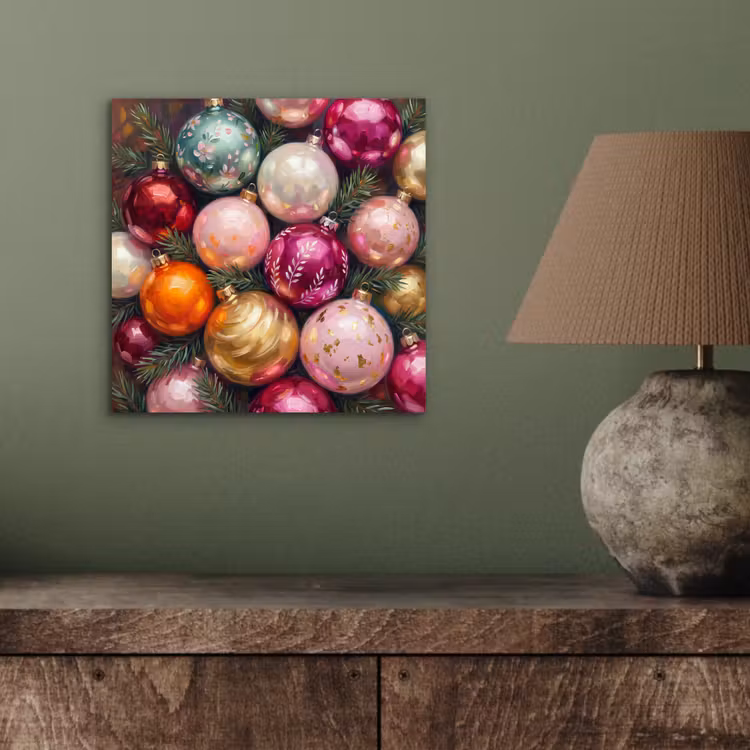 Alu-Dibond-Bild - Weihnachtskugeln – Bunt – Festlich — 3