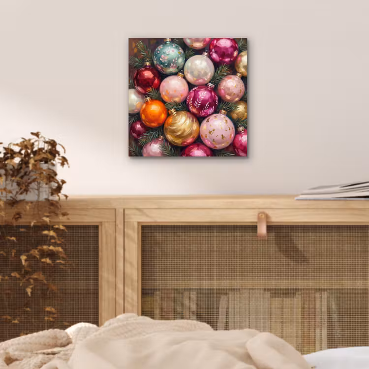 Alu-Dibond-Bild - Weihnachtskugeln – Bunt – Festlich — 4