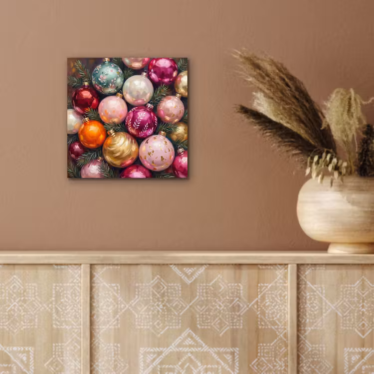 Alu-Dibond-Bild - Weihnachtskugeln – Bunt – Festlich — 5