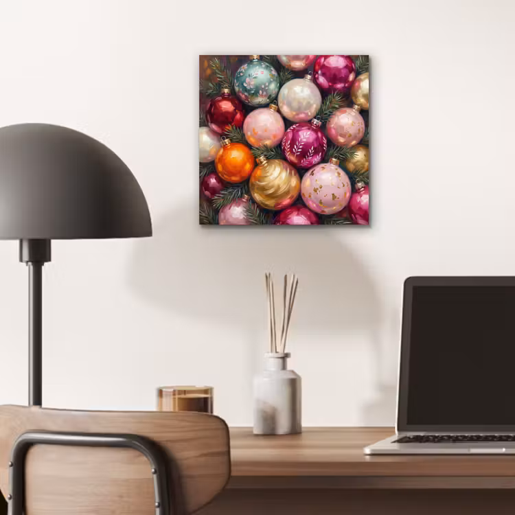 Alu-Dibond-Bild - Weihnachtskugeln – Bunt – Festlich — 6