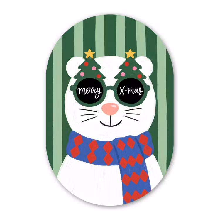 Alu-Dibond-Bild Oval - Tier – Winter – Cartoon — 1