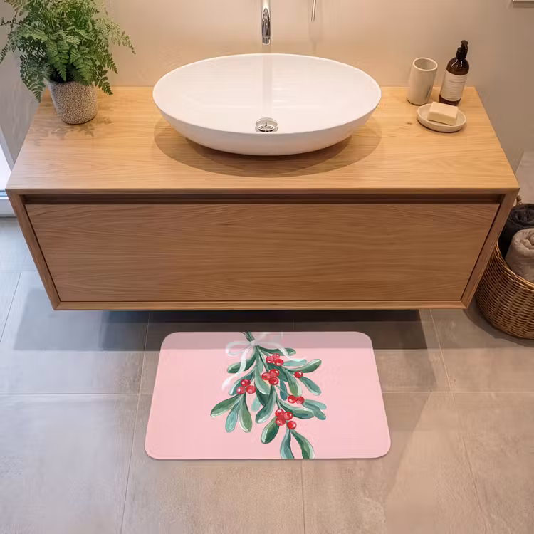 Badematte - Pflanze – Weihnachten – Rosa — 2