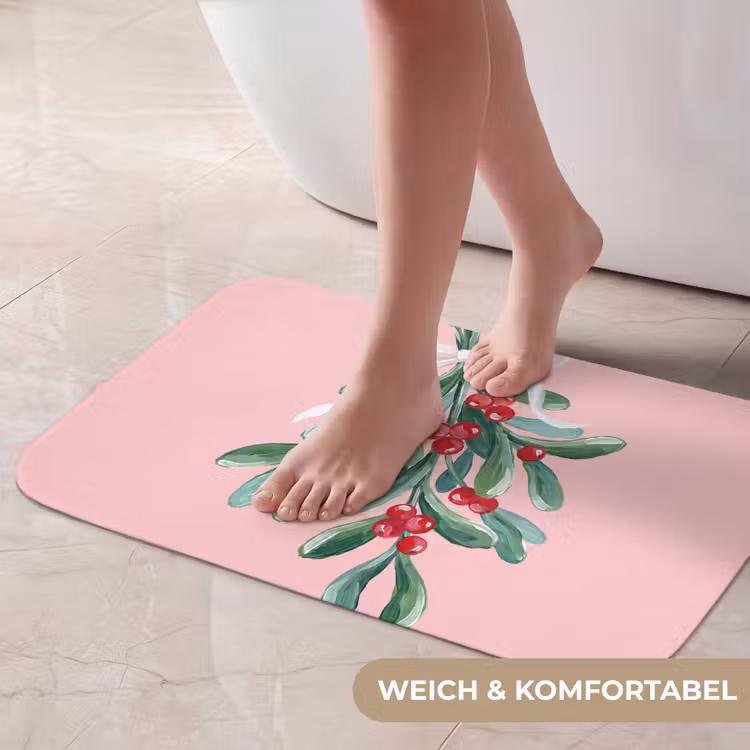 Badematte - Pflanze – Weihnachten – Rosa — 5