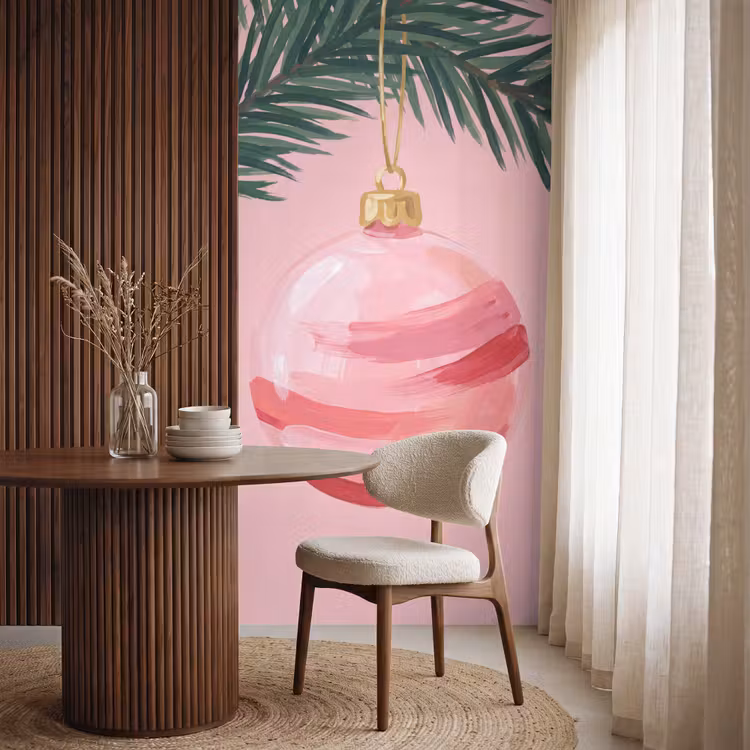 Tapete - Weihnachtskugel – Rosa – Weihnachten — 4