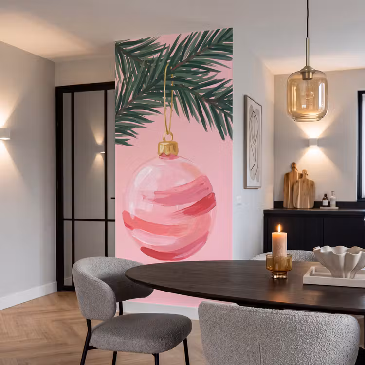Tapete - Weihnachtskugel – Rosa – Weihnachten — 5