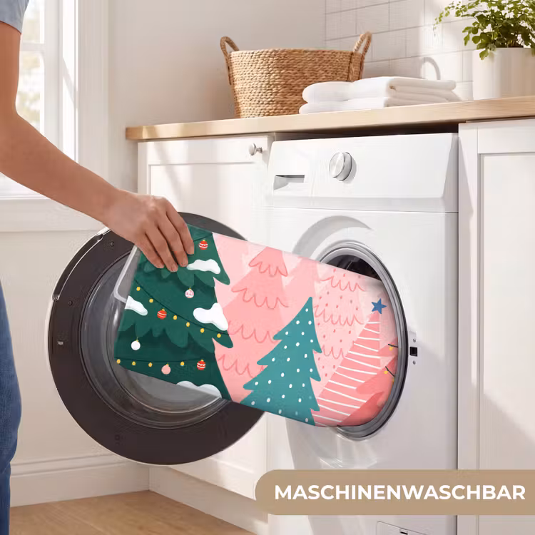 Badematte - Weihnachtsbäume – Illustration – Rosa — 7