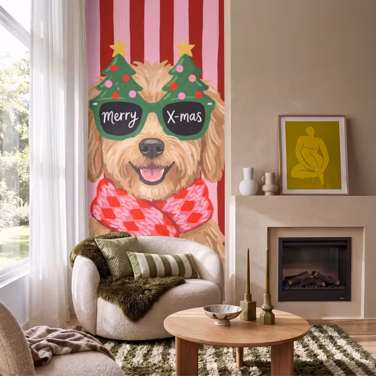 Tapete - Hund – Weihnachten – Rot — 1