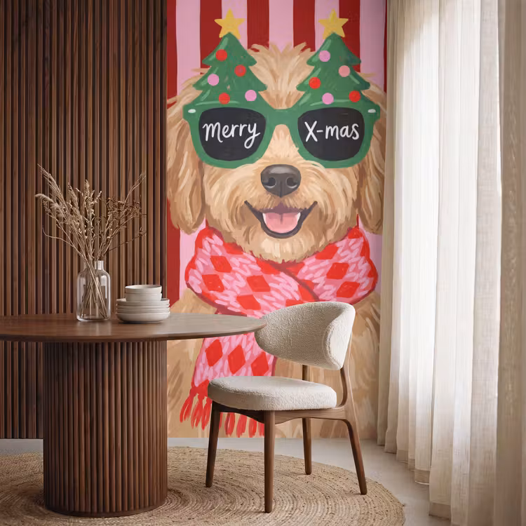 Tapete - Hund – Weihnachten – Rot — 4