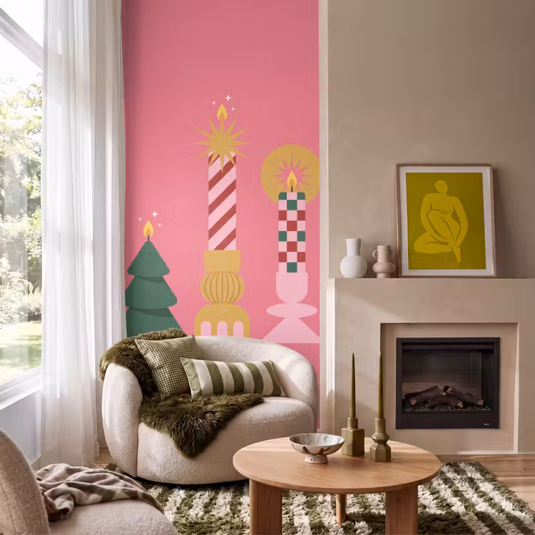 Tapete - Kerzen – Party – Rosa — 1