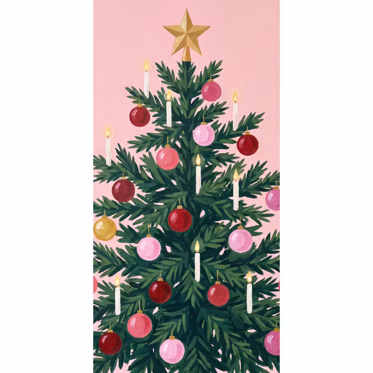 Tapete - Weihnachtsbaum – Weihnachten – Rosa — 2