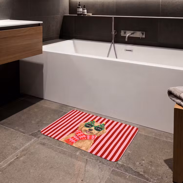 Badematte - Hund – Weihnachten – Rot — 4