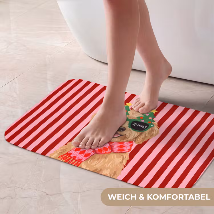 Badematte - Hund – Weihnachten – Rot — 5