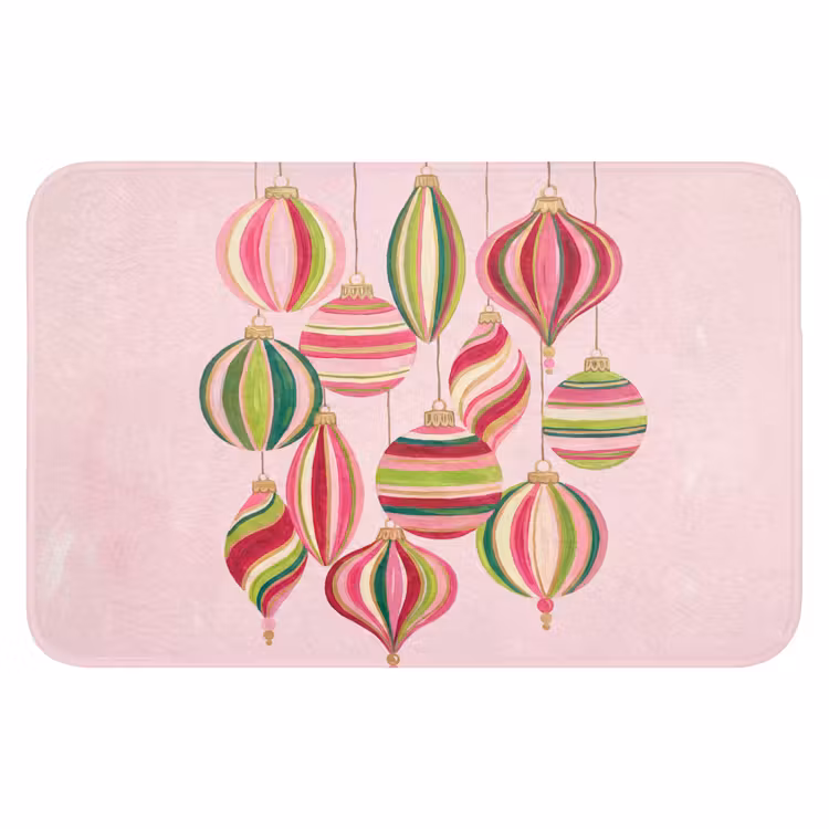 Badematte - Weihnachtsdekoration – Gestreift – Rosa — 1