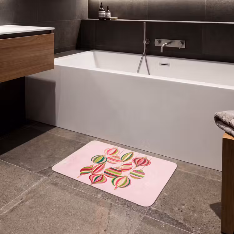 Badematte - Weihnachtsdekoration – Gestreift – Rosa — 4