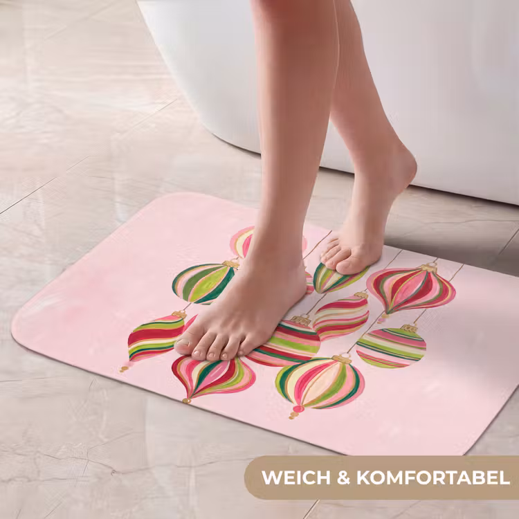 Badematte - Weihnachtsdekoration – Gestreift – Rosa — 5