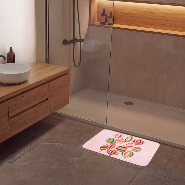 Badematte - Weihnachtsdekoration – Gestreift – Rosa — 8