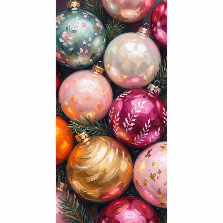 Tapete - Weihnachtskugeln – Bunt – Festlich — 2