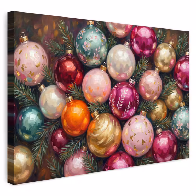 Outdoor Leinwand - Weihnachtskugeln – Bunt – Festlich — 1